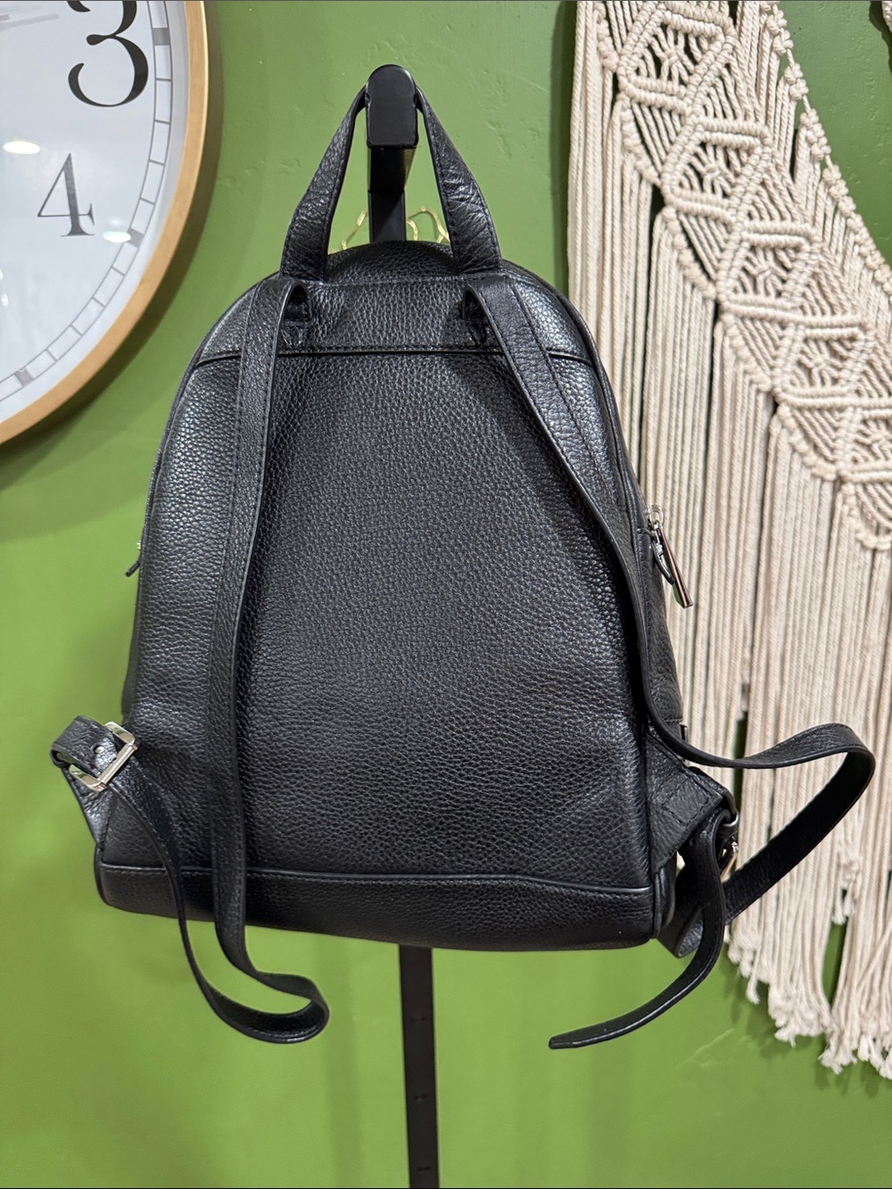 Michael Kors Rhea Black Pebbled Leather Backpack with Silver Hardware - Picture 2 of 8